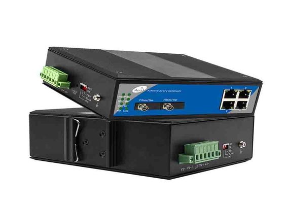 औद्योगिक कैस्केडिंग ईथरनेट फाइबर स्विच 10/100 / 1000Mbps 4 ईथरनेट और 2 ऑप्टिकल पोर्ट