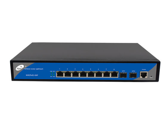 IP30 8 पोर्ट प्रबंधित गीगाबिट स्विच 8 POE पोर्ट 2 SFP स्लॉट