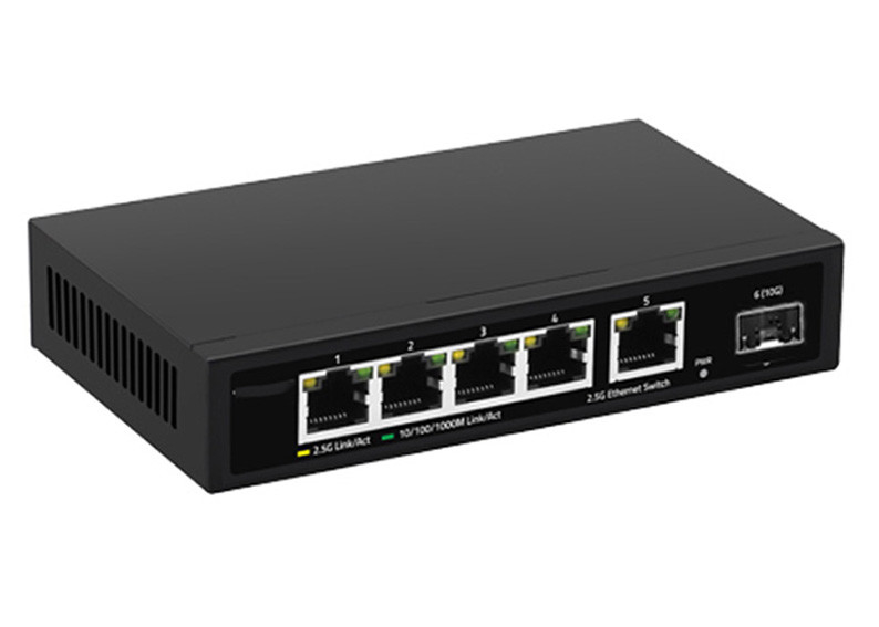 DC12V ईथरनेट फाइबर स्विच 5 पोर्ट 2.5 G स्विच 10G SFP+ अपलिंक के साथ