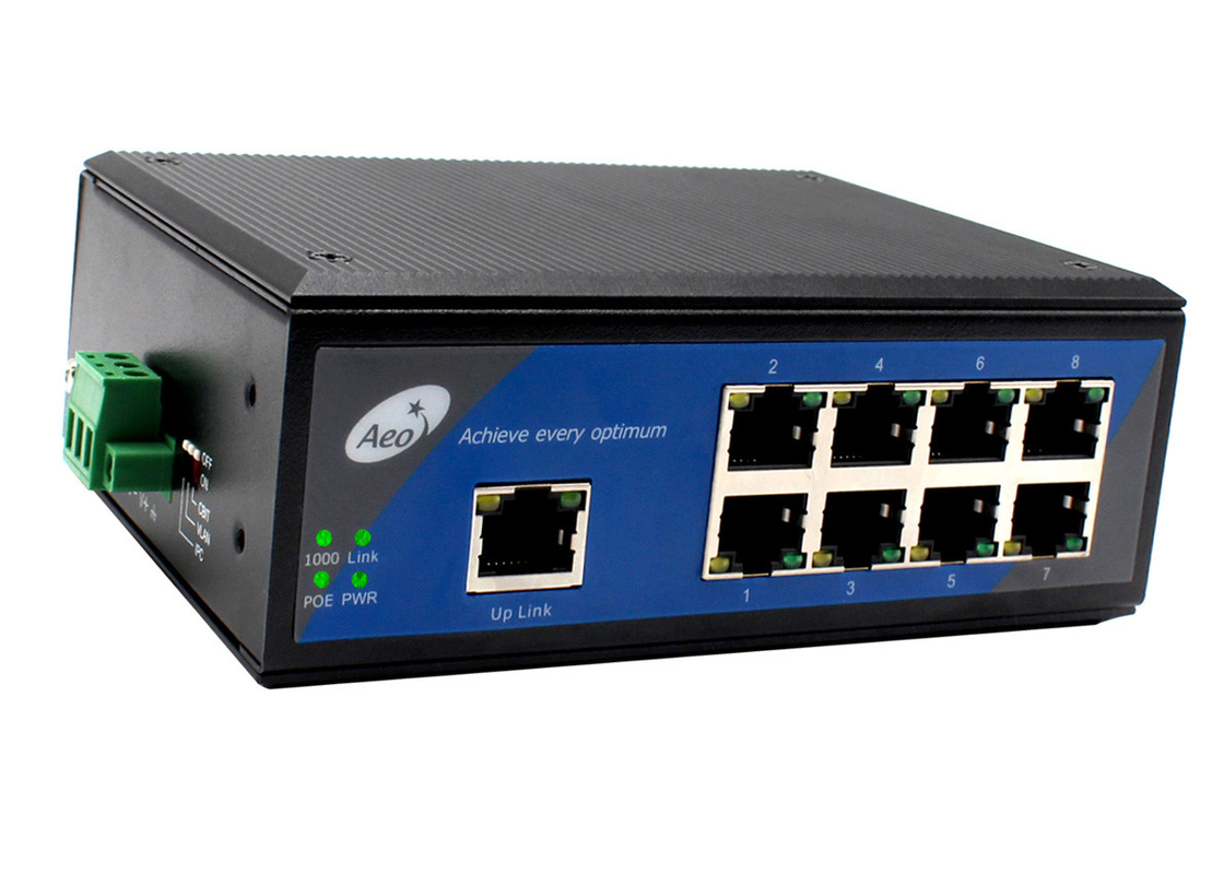 DC12-57V 8 पोर्ट POE स्विच 1 अपलिंक पोर्ट और 8 ईथरनेट पोर्ट के साथ