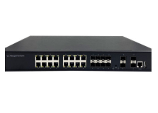 10G प्रबंधित फाइबर ईथरनेट स्विच 4 1G/10G SFP+ और 16 1000Mbps ईथरनेट +8 1000Mbps SFP पोर्ट के साथ